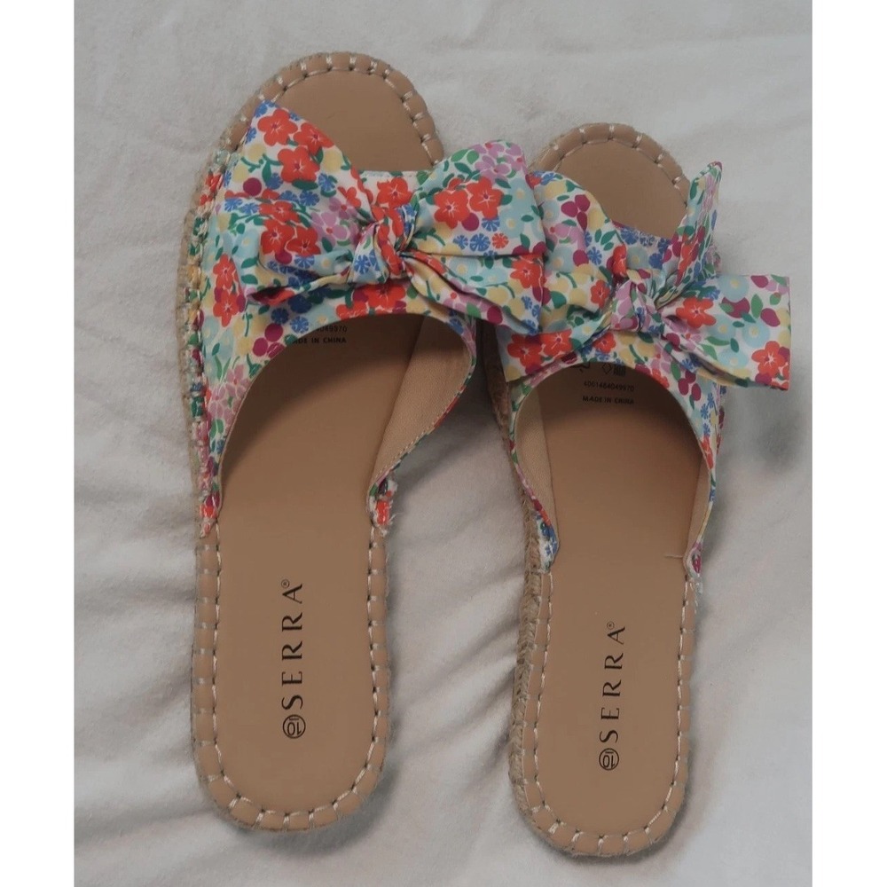 Serra Women's Sandals Size 10 Bow Crossed Strap Espadrille Textile Upper,